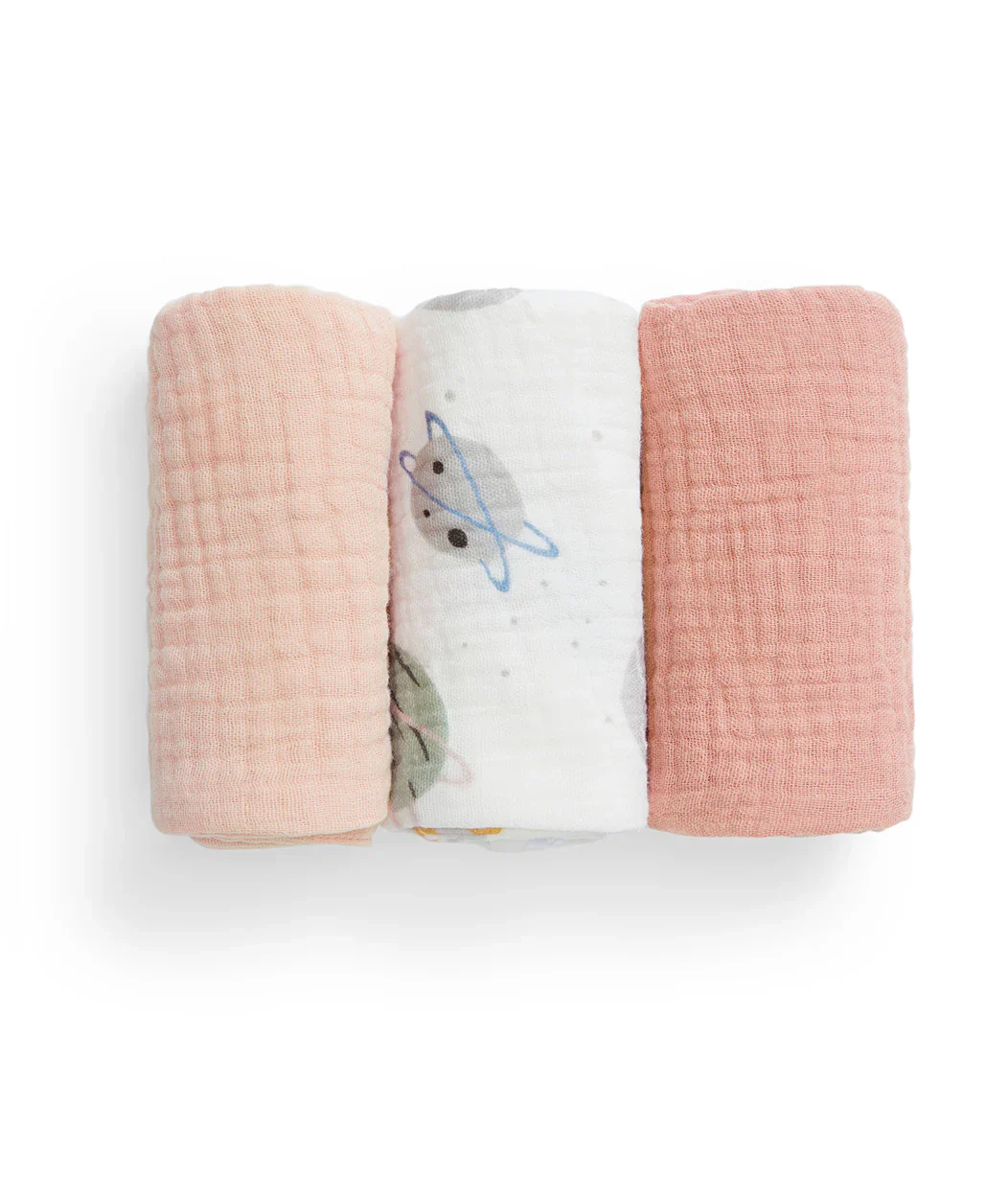 Baby Bath Bundle | Hooded Towel, Wash Cloth | Blush Rocket | Blush - Image 3