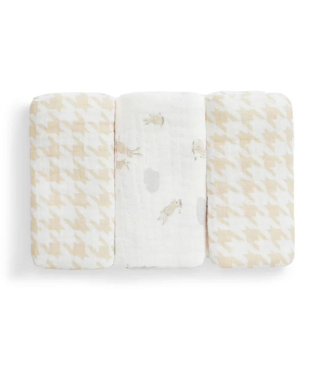 Newborn Starter Gift Bundle | Swaddle Up, Towel, Wash Cloth, Burp Cloths, Bibs | Houndstooth - Image 3