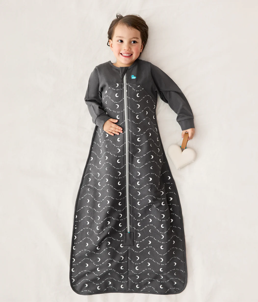 Sleep Bag Long Sleeve 1.5 TOG Cotton Charcoal Moon and Back - Image 4