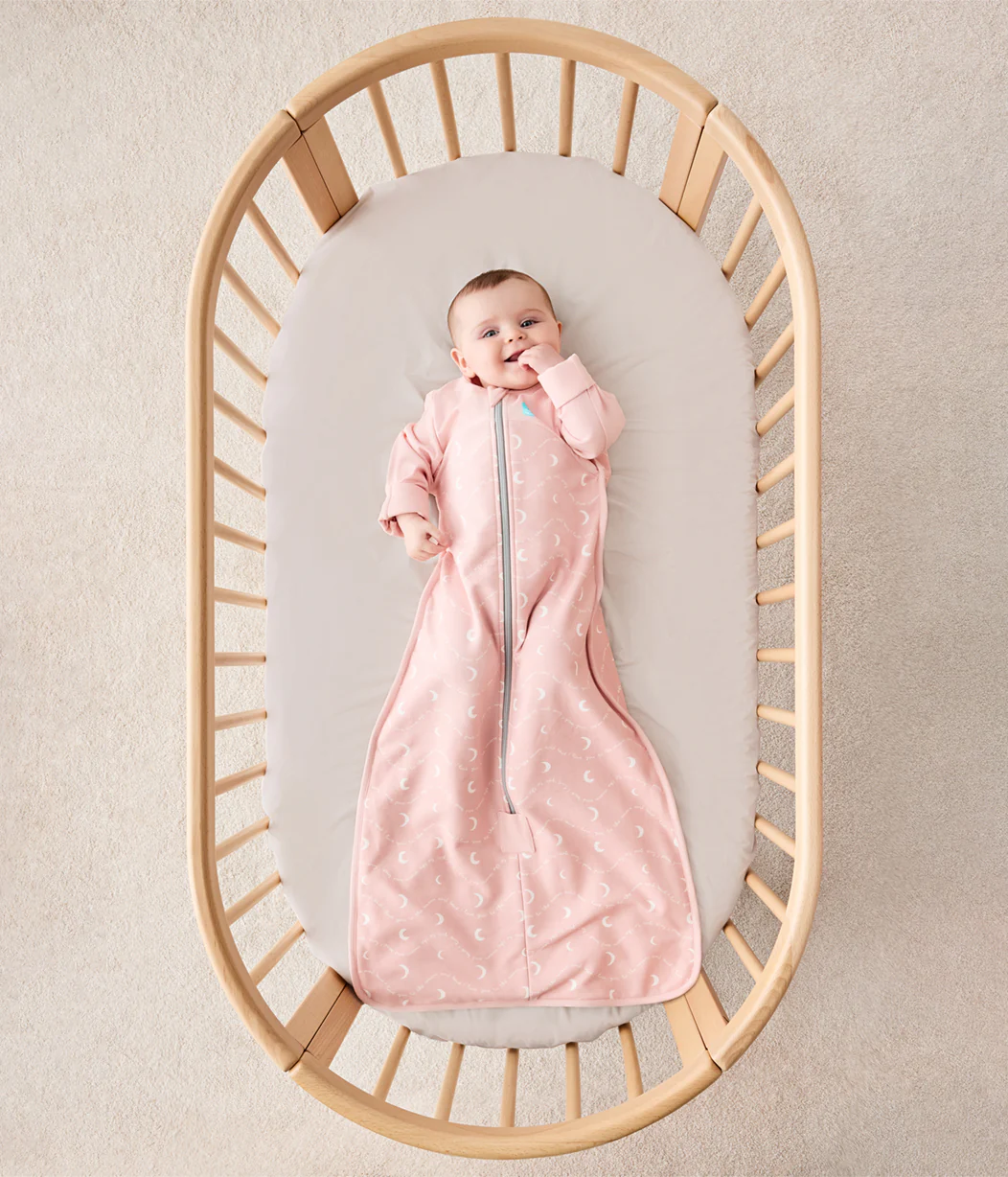 Sleep Bag Long Sleeve 1.5 TOG Cotton Dusty Pink Moon and Back - Image 4