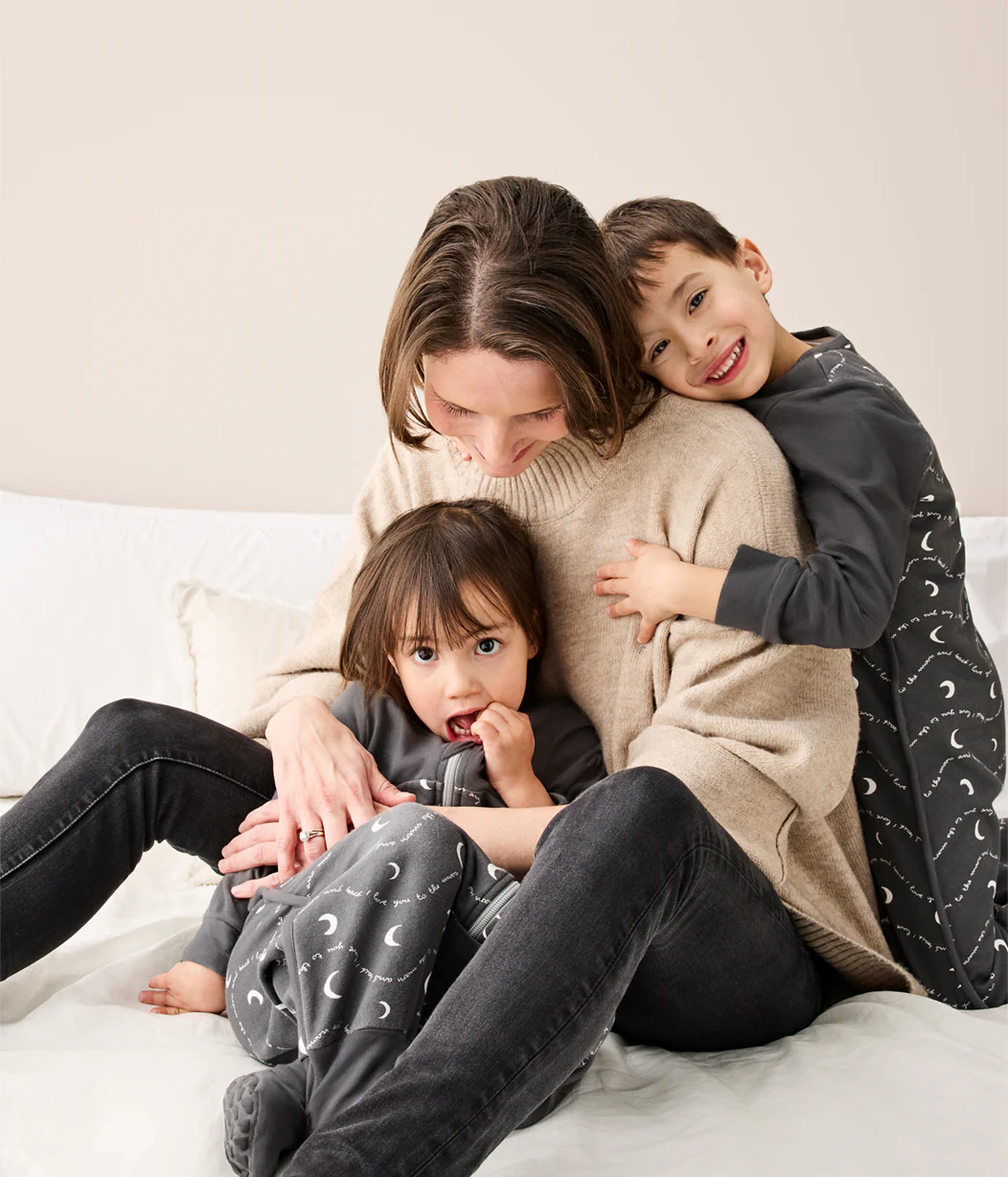 Sleep Suit Long Sleeve 1.5 TOG Cotton Charcoal Moon and Back - Image 4