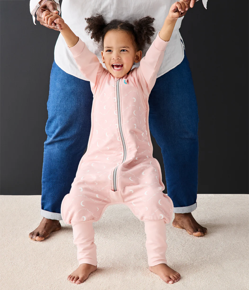 Sleep Suit Long Sleeve 1.5 TOG Cotton Dusty Pink Moon and Back - Image 4