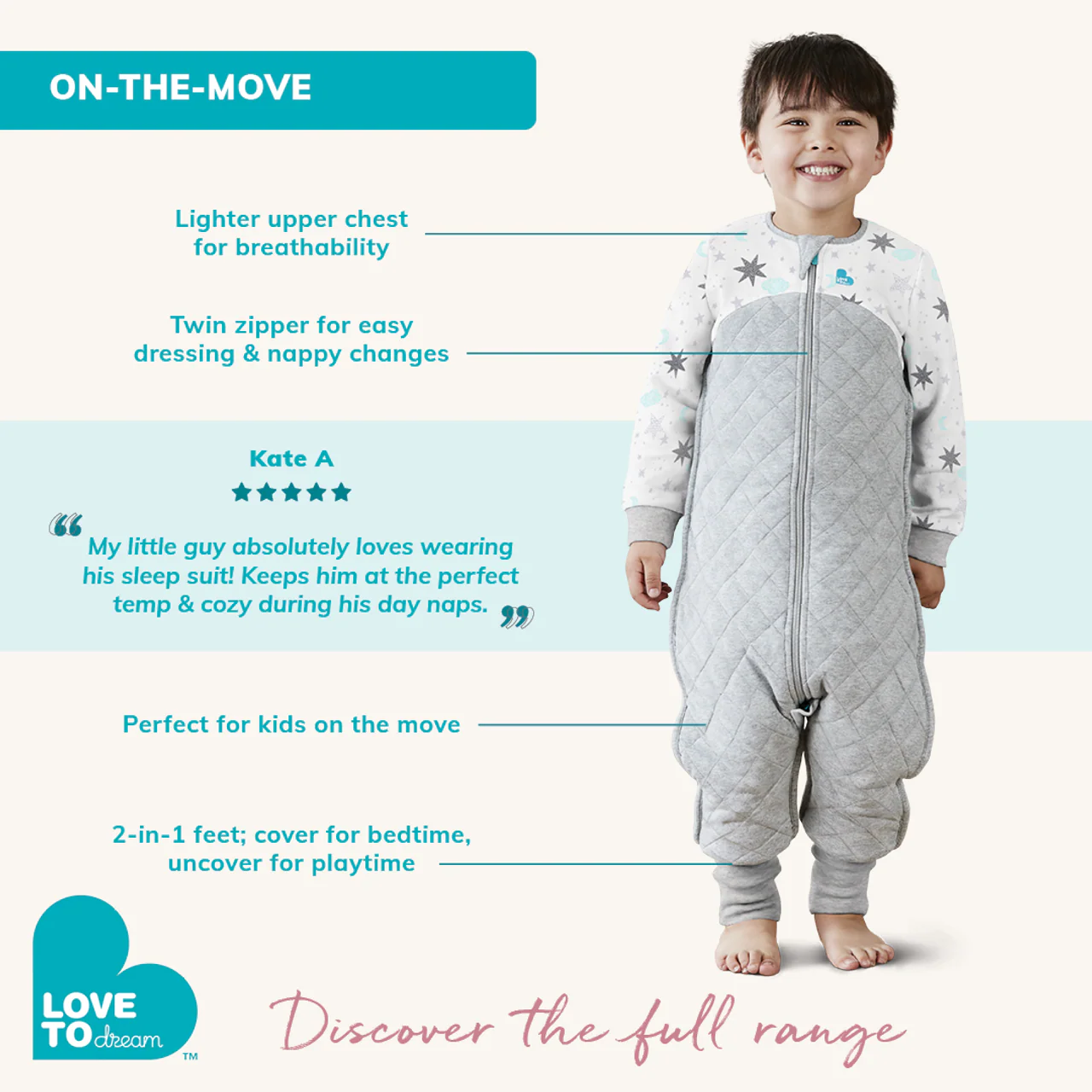 Sleep Suit Long Sleeve 1.0 TOG Organic Cotton Olive Stellar - Image 4
