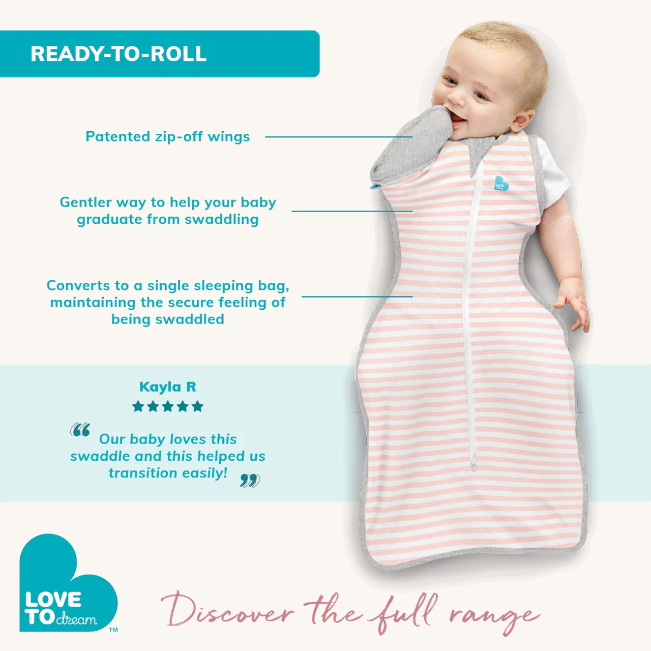 Swaddle Up™ Transition Bag 0.2 TOG Viscose from Bamboo Cream Superstar - Image 3